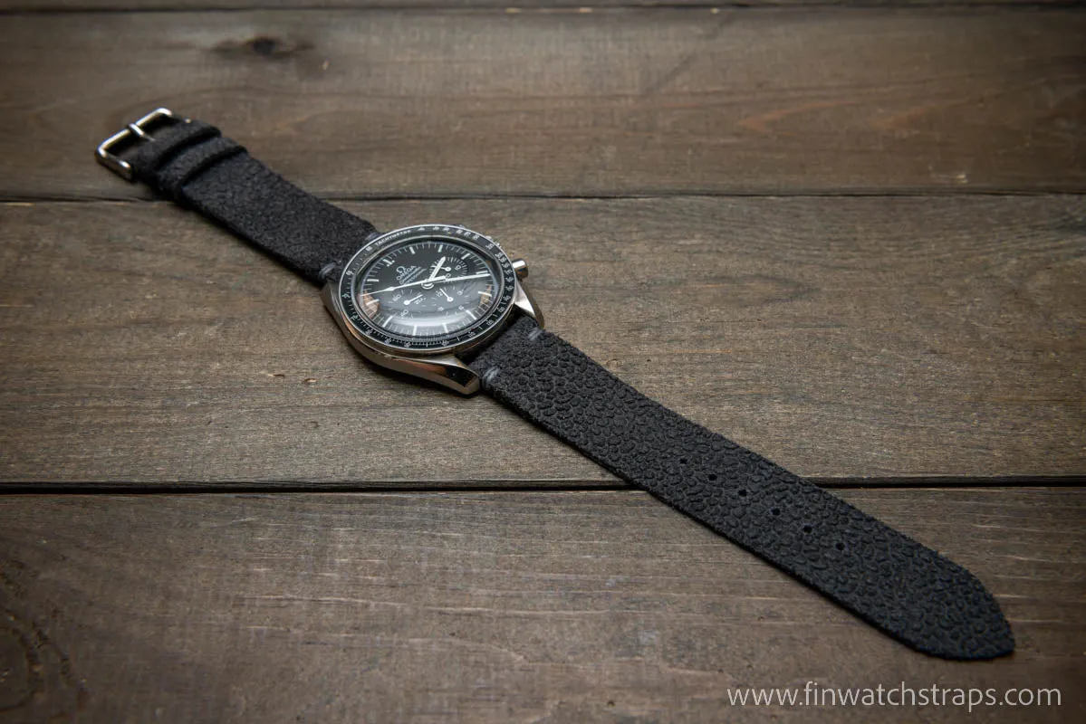 Leather Watch Strap, Waterproof Horween Grey Pebble grain watch strap, handmade in Finland, Limited edition, watch lugs 10-26 mm.