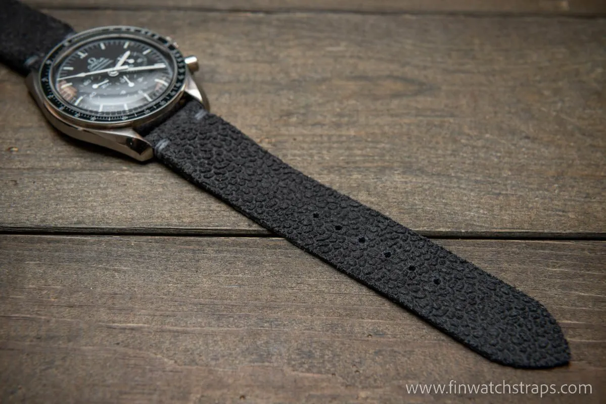 Leather Watch Strap, Waterproof Horween Grey Pebble grain watch strap, handmade in Finland, Limited edition, watch lugs 10-26 mm.