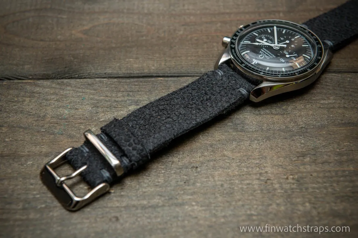 Leather Watch Strap, Waterproof Horween Grey Pebble grain watch strap, handmade in Finland, Limited edition, watch lugs 16-26 mm.