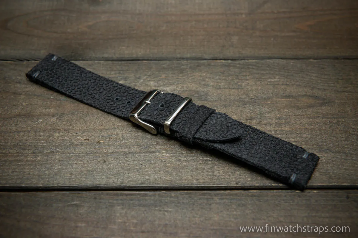 Leather Watch Strap, Waterproof Horween Grey Pebble grain watch strap, handmade in Finland, Limited edition, watch lugs 16-26 mm.