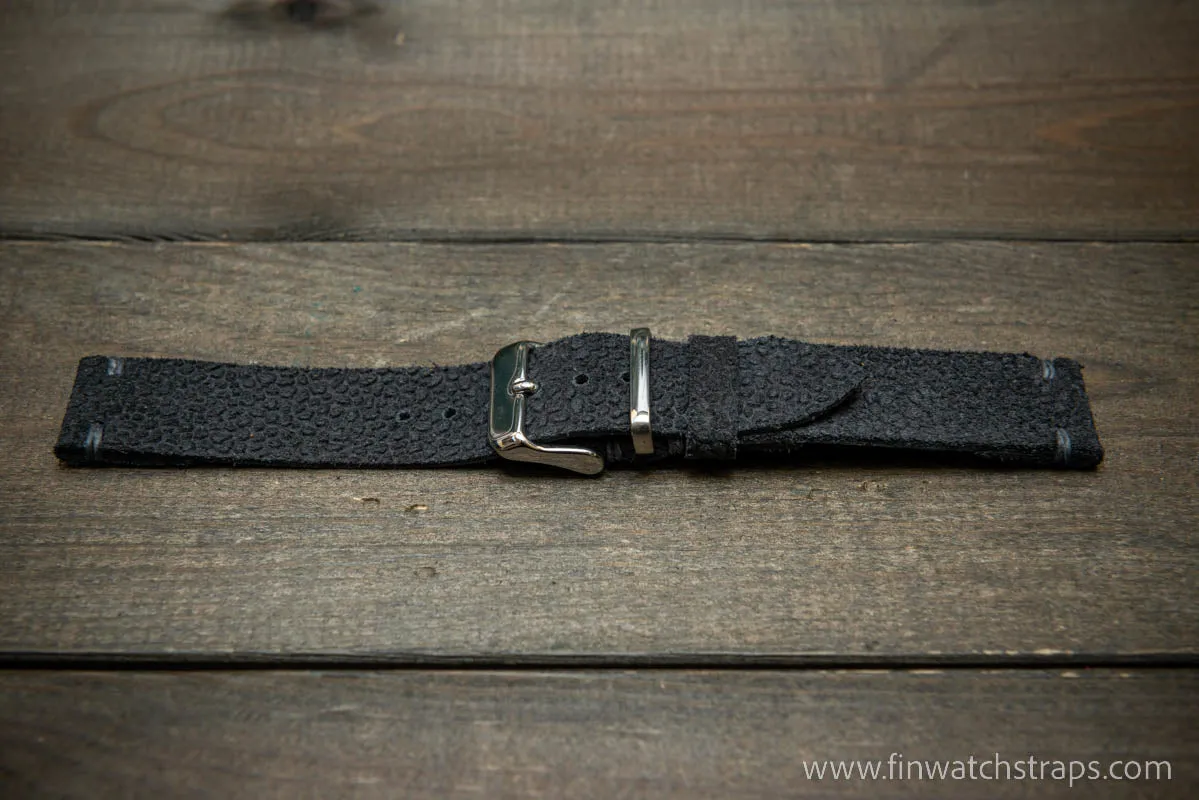 Leather Watch Strap, Waterproof Horween Grey Pebble grain watch strap, handmade in Finland, Limited edition, watch lugs 16-26 mm.