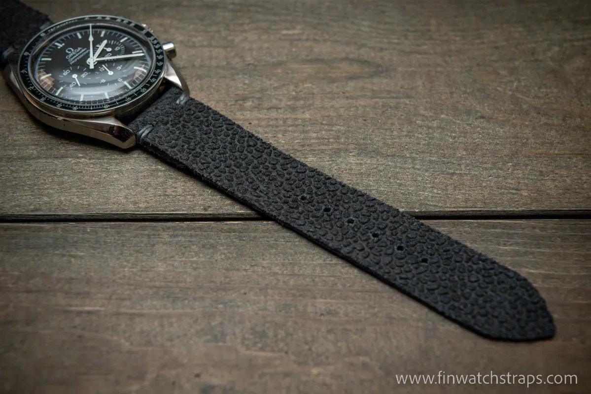 Leather Watch Strap, Waterproof Horween Grey Pebble grain watch strap, handmade in Finland, Limited edition, watch lugs 16-26 mm.