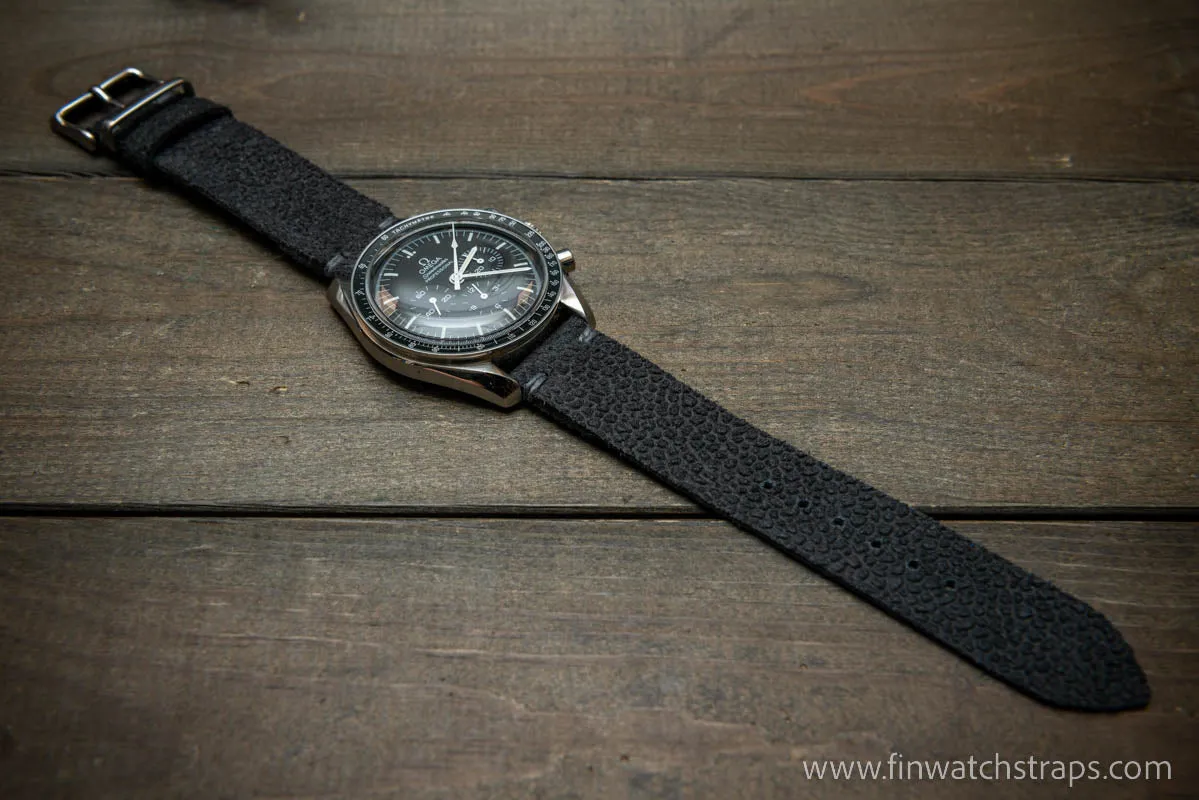 Leather Watch Strap, Waterproof Horween Grey Pebble grain watch strap, handmade in Finland, Limited edition, watch lugs 16-26 mm.