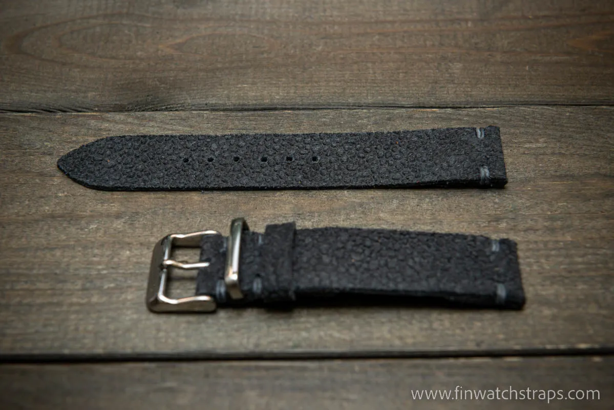 Leather Watch Strap, Waterproof Horween Grey Pebble grain watch strap, handmade in Finland, Limited edition, watch lugs 16-26 mm.