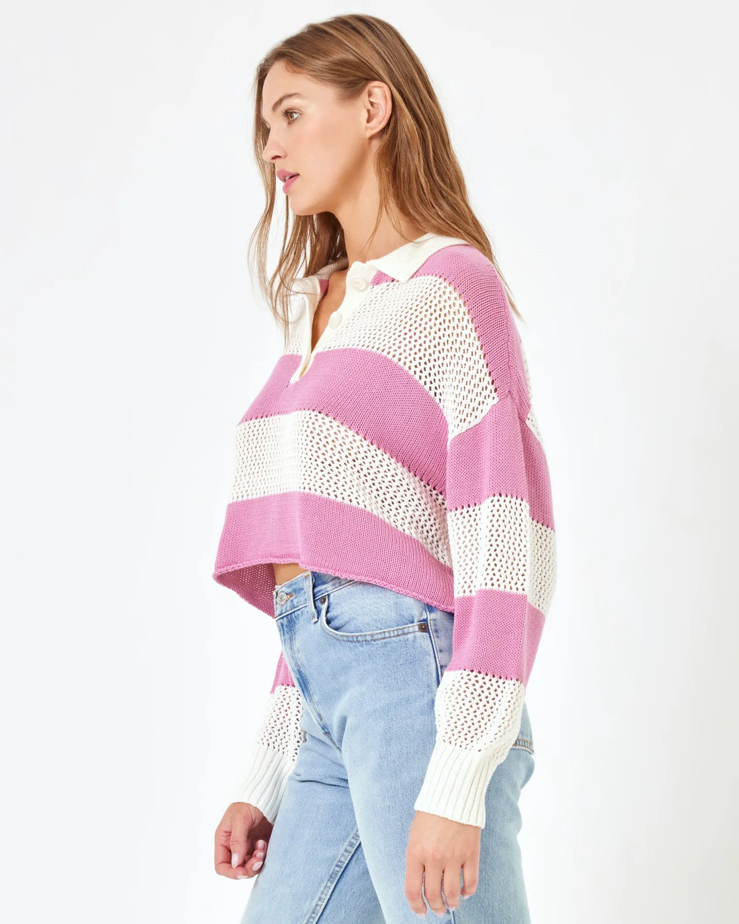 LSPACE X Anthropologie Rugby Sweater - Pink Lady