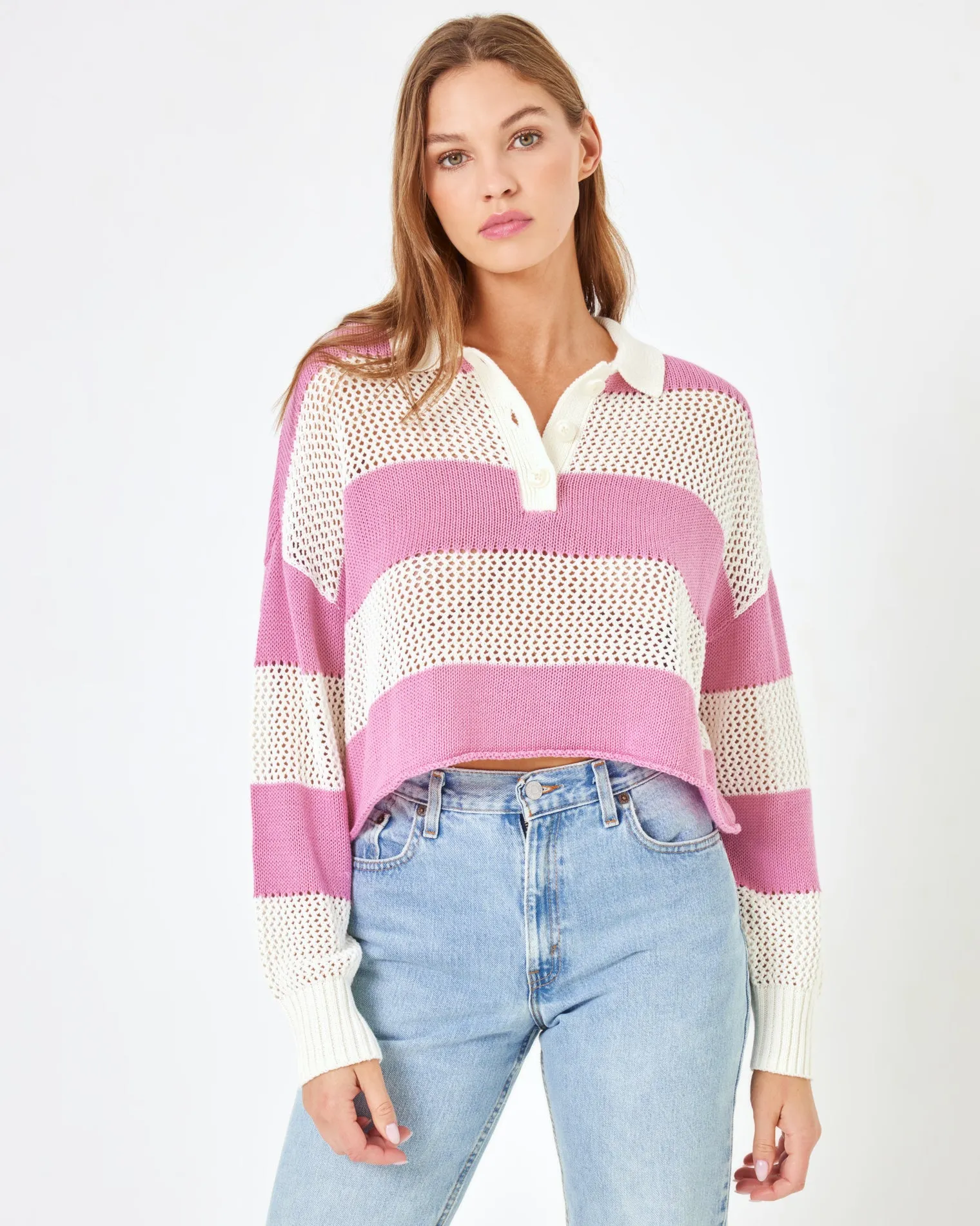 LSPACE X Anthropologie Rugby Sweater - Pink Lady