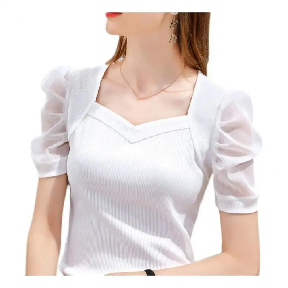 Modal 2024 Women Blouse Shirt Short Sleeve Casual Square Neck Blouse Elegant Office Lady Cooling Work Blouse T-shirt Women Shirt