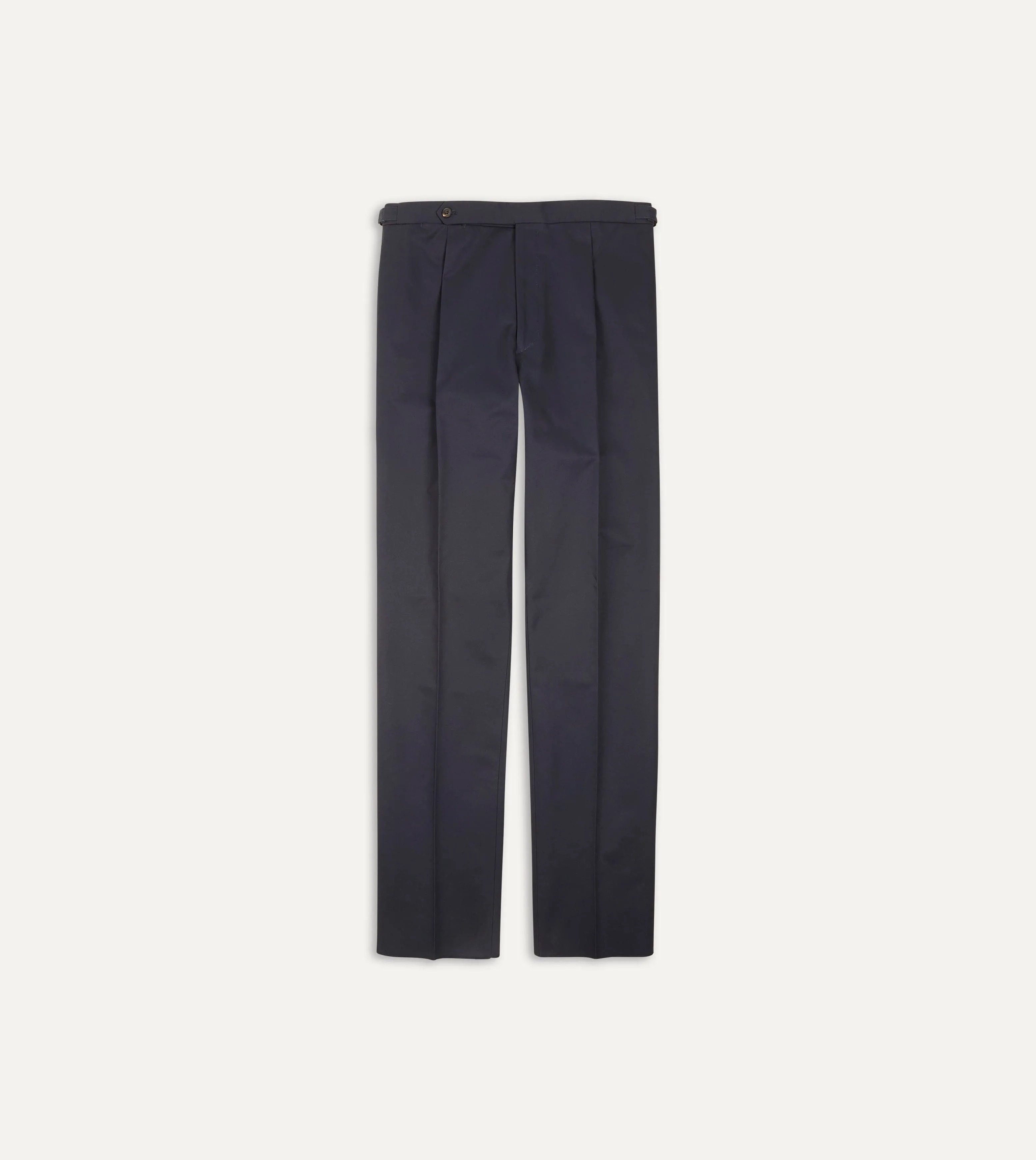 Navy Cotton Drill Single Pleat Trouser