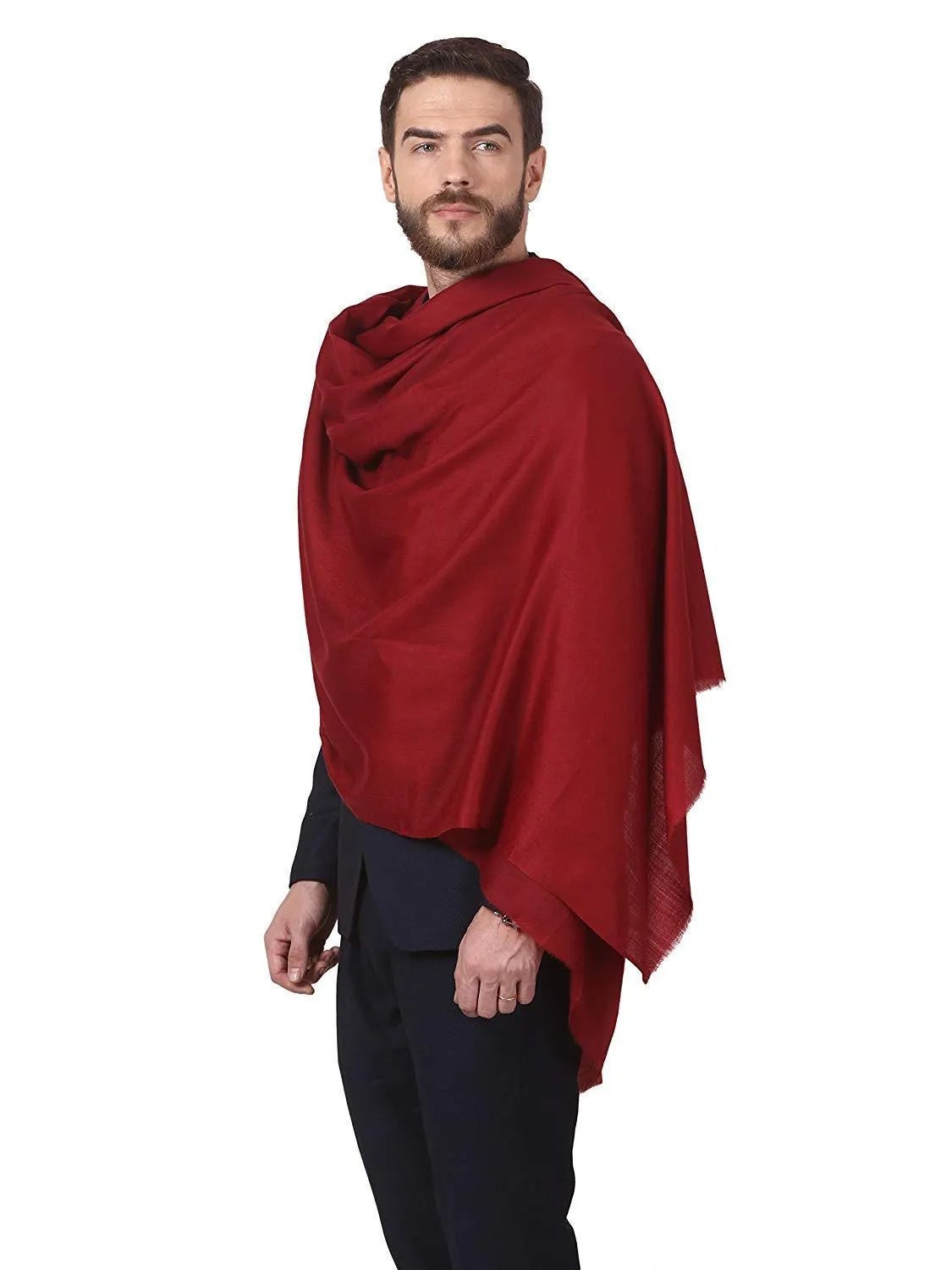 Pashtush Men Extra Fine wool Stole (Maroon)