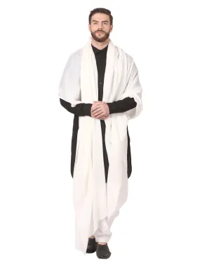 Pashtush Mens Blended Wool Ring Shawl, Blended Wool, Light Weight,White