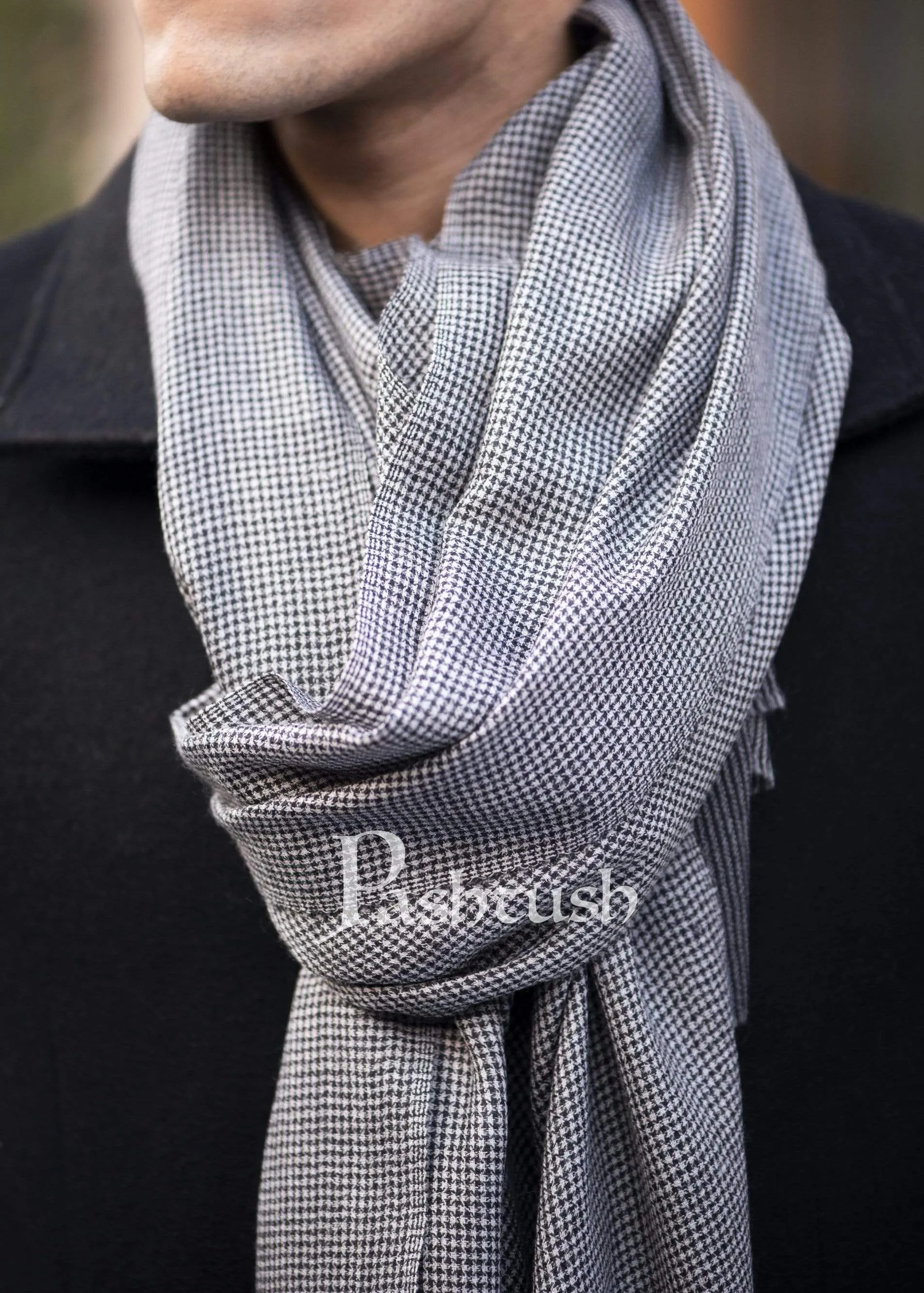 Pashtush Mens Cashmere - Wool, Reversible Muffler, Dapper Grey