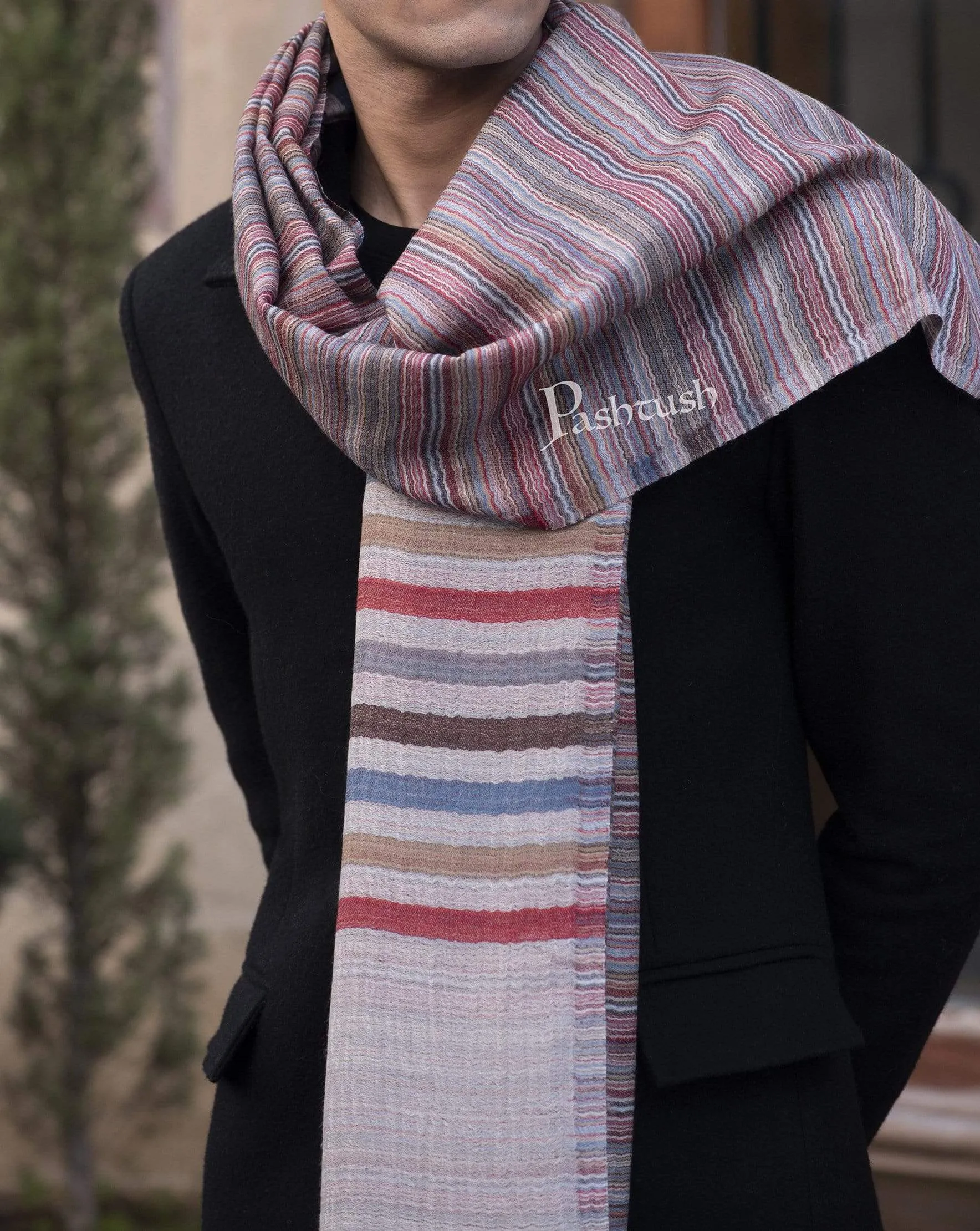 Pashtush Mens Cashmere - Wool, Reversible Muffler, Greyed Hues