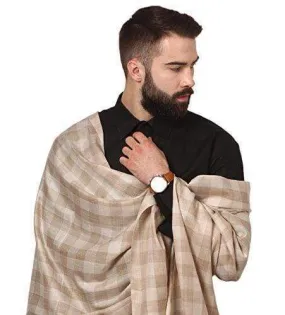 Pashtush Mens Check Shawl, Extra Fine Wool, Soft And Light Weight