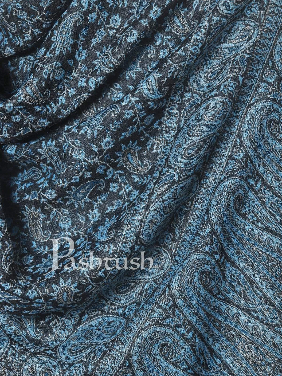 Pashtush Mens Ethic Stole, Fine Wool, Soft And Warm, Azure Blue