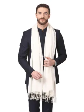 Pashtush Mens Fine Wool Jacquard Muffler - Ivory