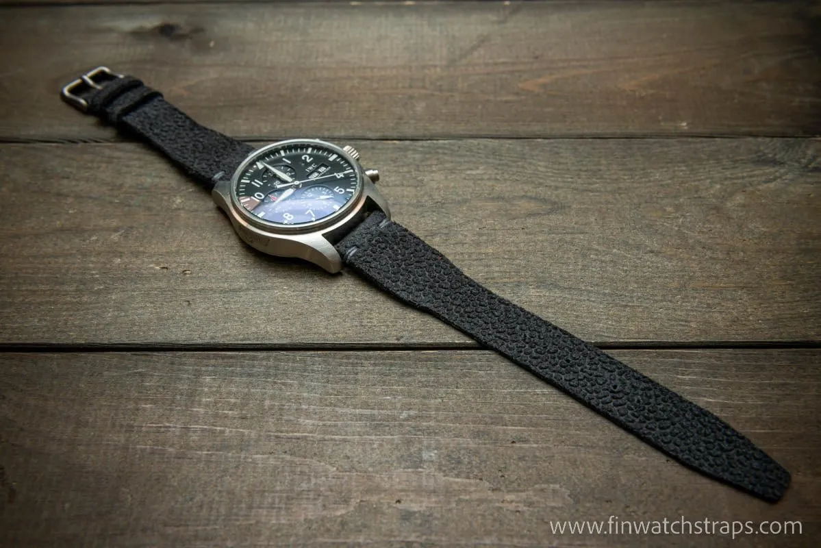 Pilot model Aviator vintage style, Watch Strap, Horween Grey Pebble grain watch strap, handmade in Finland, Limited edition.