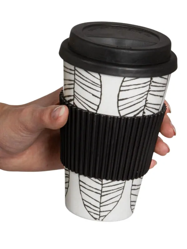 Reusable Bamboo Mug with Silicone Lid and Heat Grip - 425ml