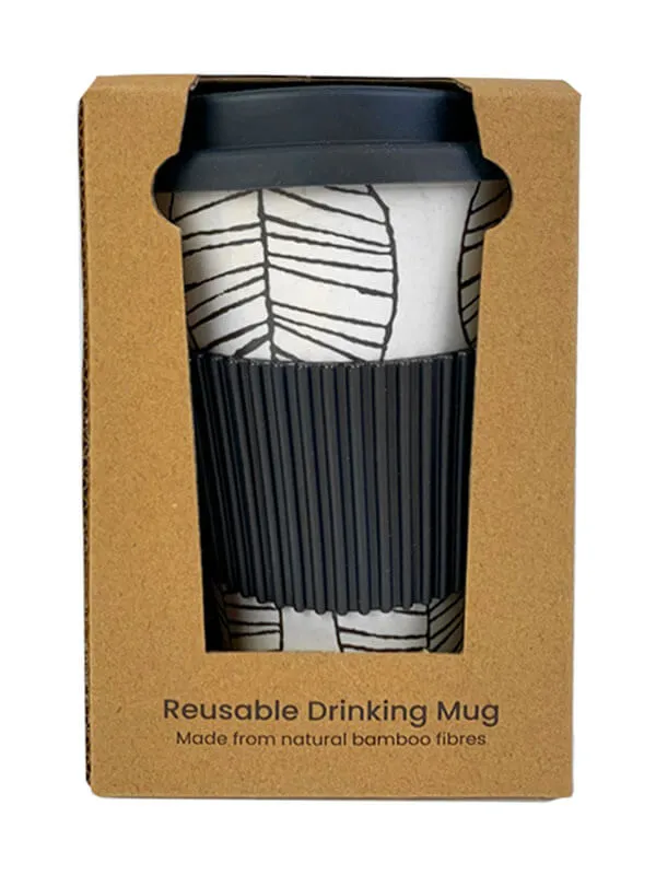 Reusable Bamboo Mug with Silicone Lid and Heat Grip - 425ml