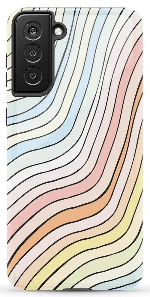 Ride The Wave | Pastel Rainbow Lined Samsung Case