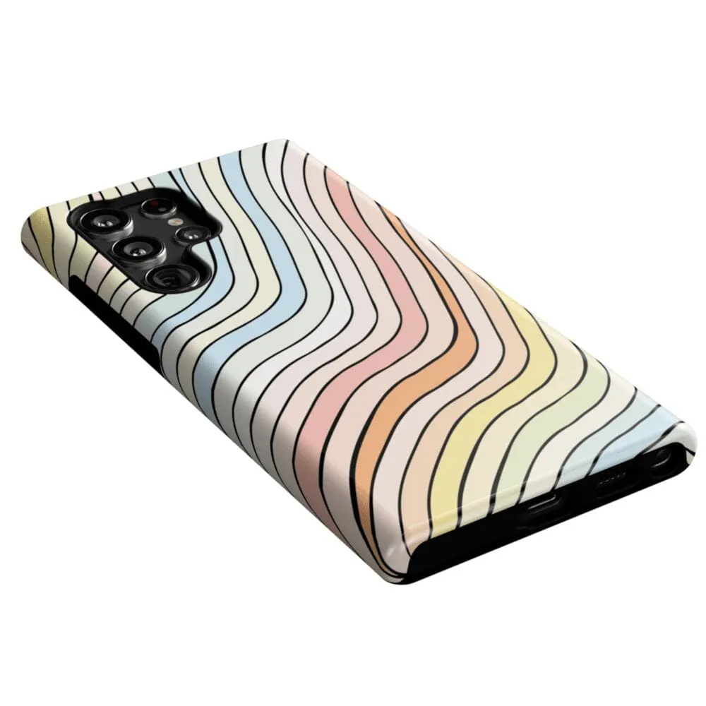 Ride The Wave | Pastel Rainbow Lined Samsung Case