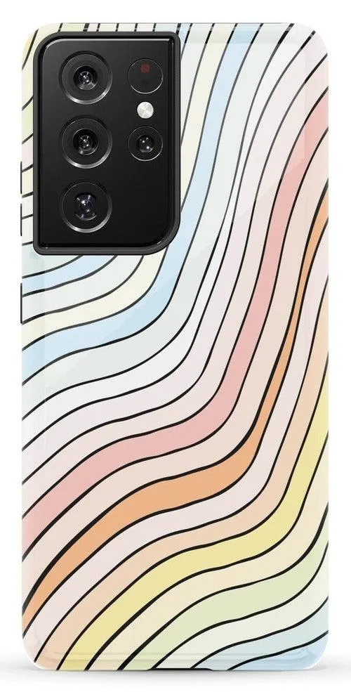 Ride The Wave | Pastel Rainbow Lined Samsung Case