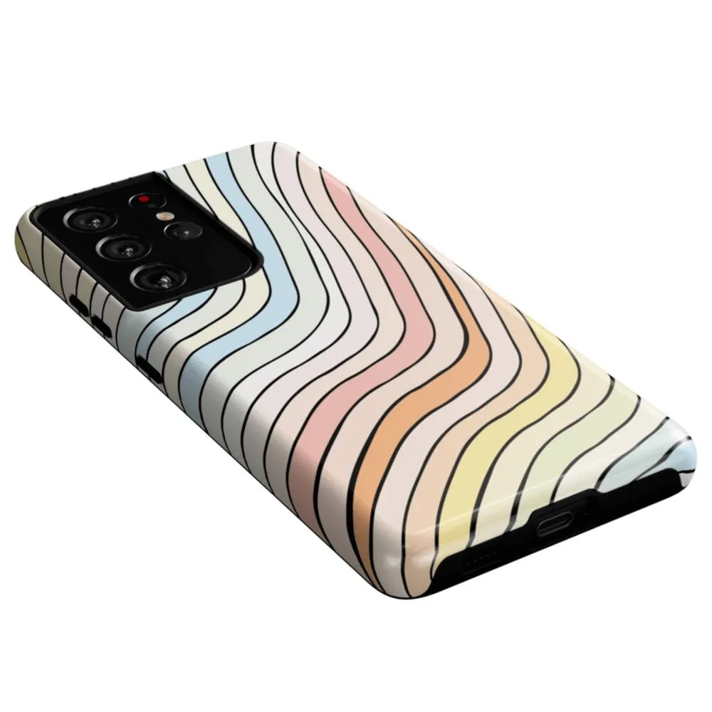 Ride The Wave | Pastel Rainbow Lined Samsung Case