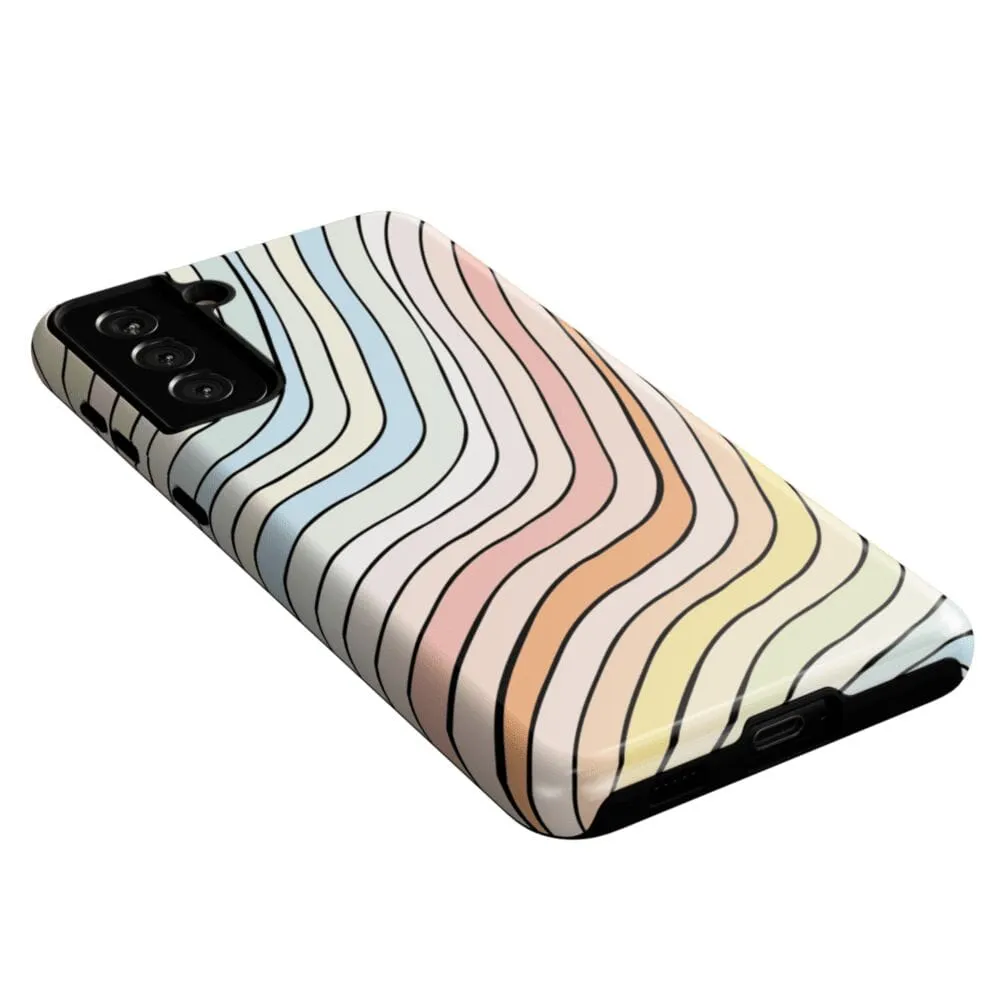 Ride The Wave | Pastel Rainbow Lined Samsung Case