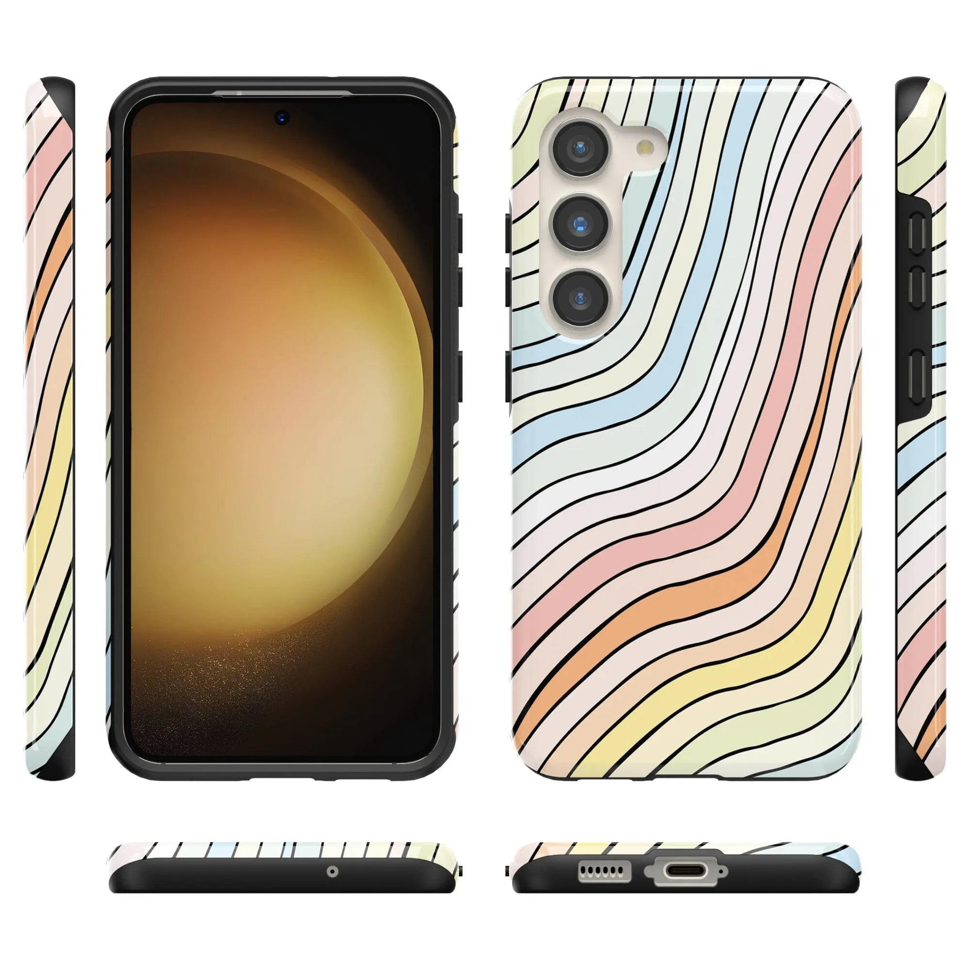 Ride The Wave | Pastel Rainbow Lined Samsung Case