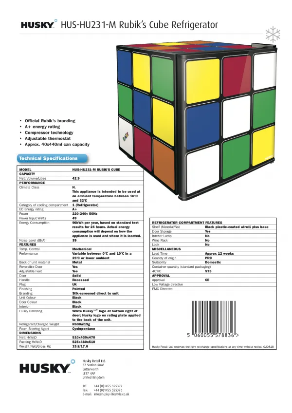 Rubiks Cube Table Top Chiller HU231