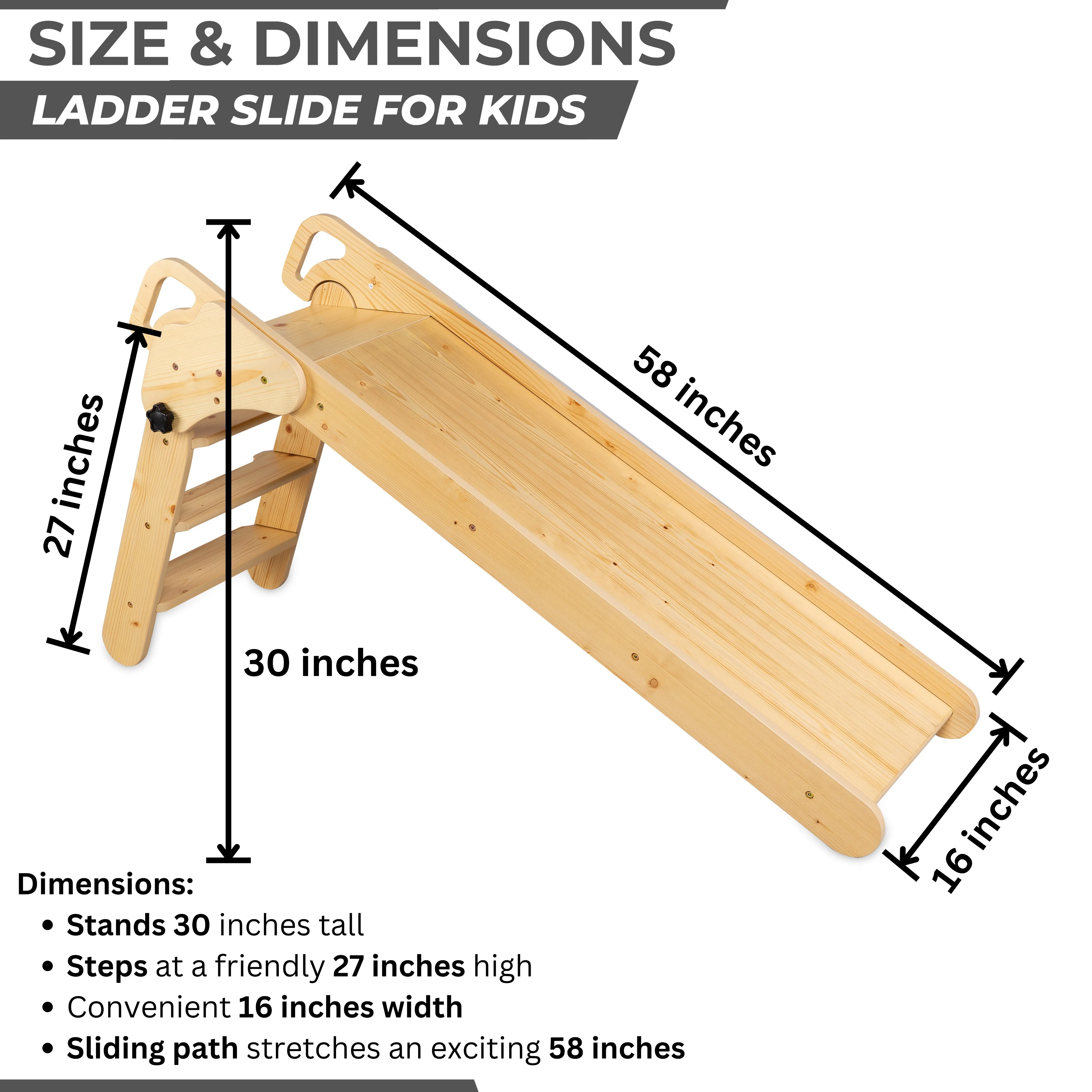 TIPPYTOE Foldable Pikler Ladder & Slide in Timeless Scandinavian Style - A Joyful Wooden Montessori Concept