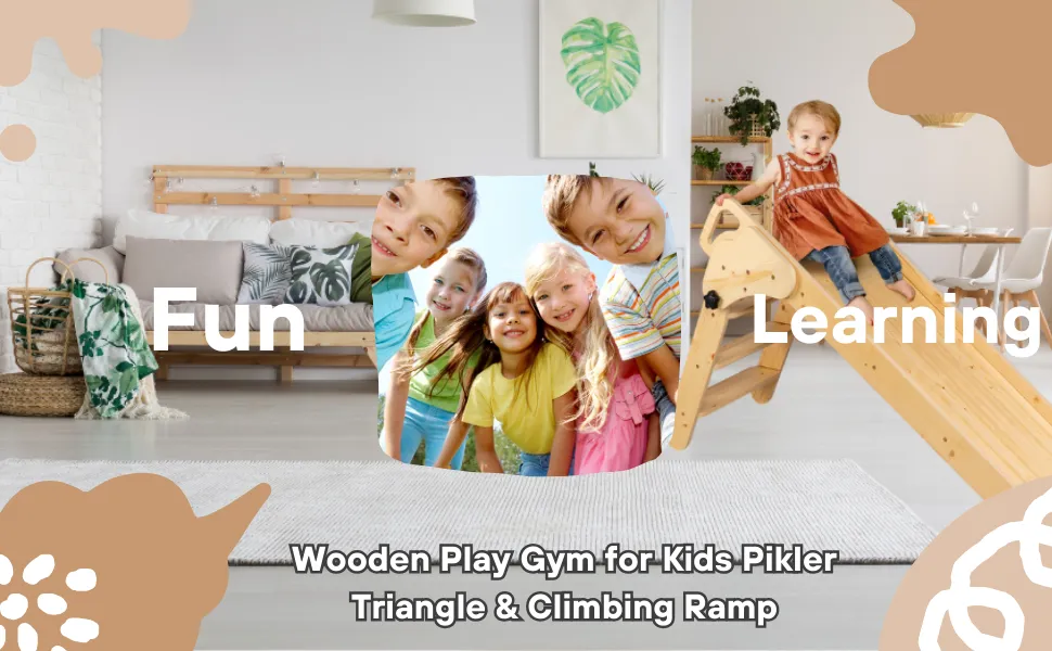 TIPPYTOE Foldable Pikler Ladder & Slide in Timeless Scandinavian Style - A Joyful Wooden Montessori Concept