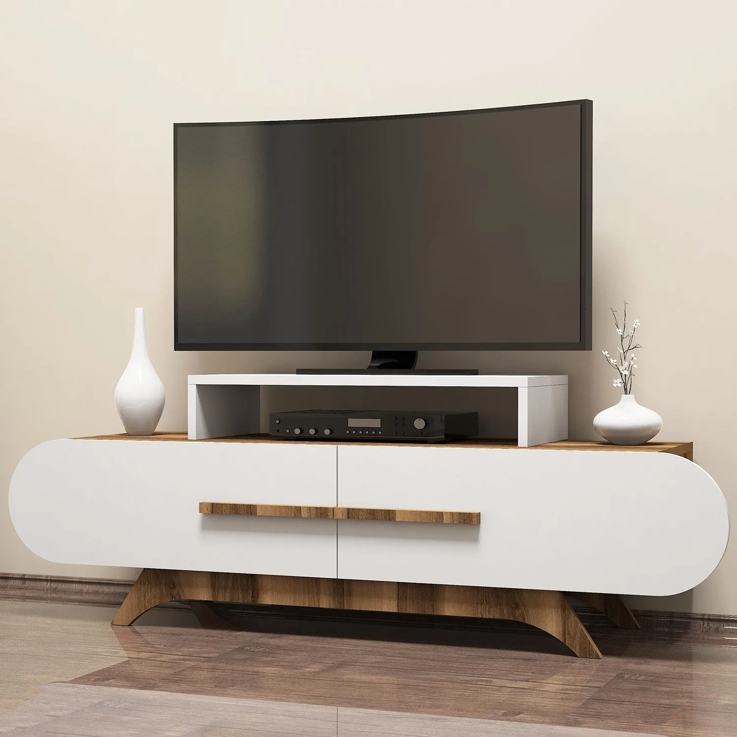 TV Stand Rose - Walnut, White