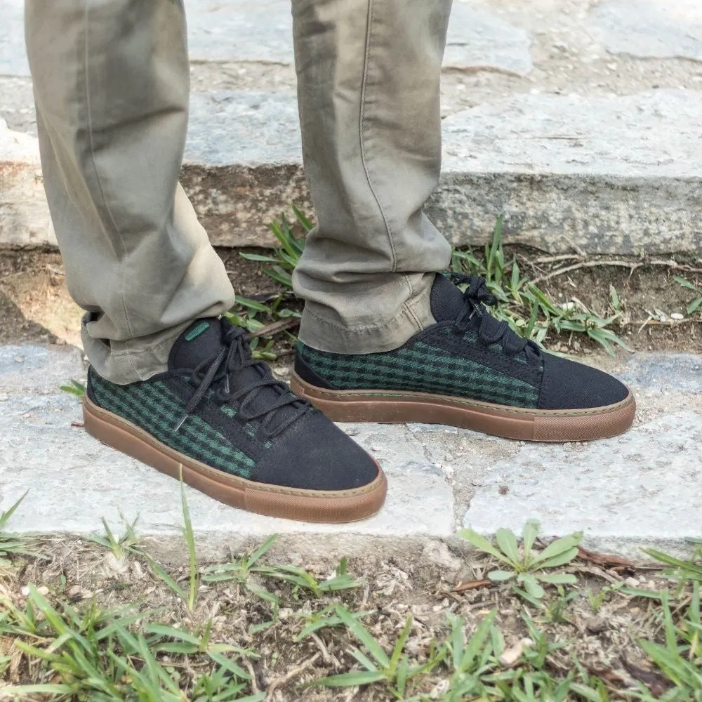 Vegan sneaker houndstooth green CUV006