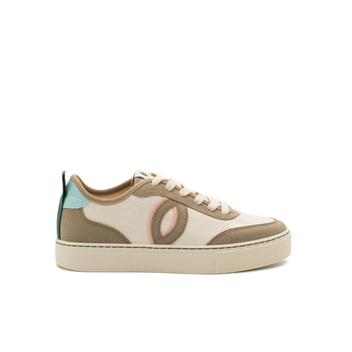 Vegan sneaker linen white-taupe BRI025