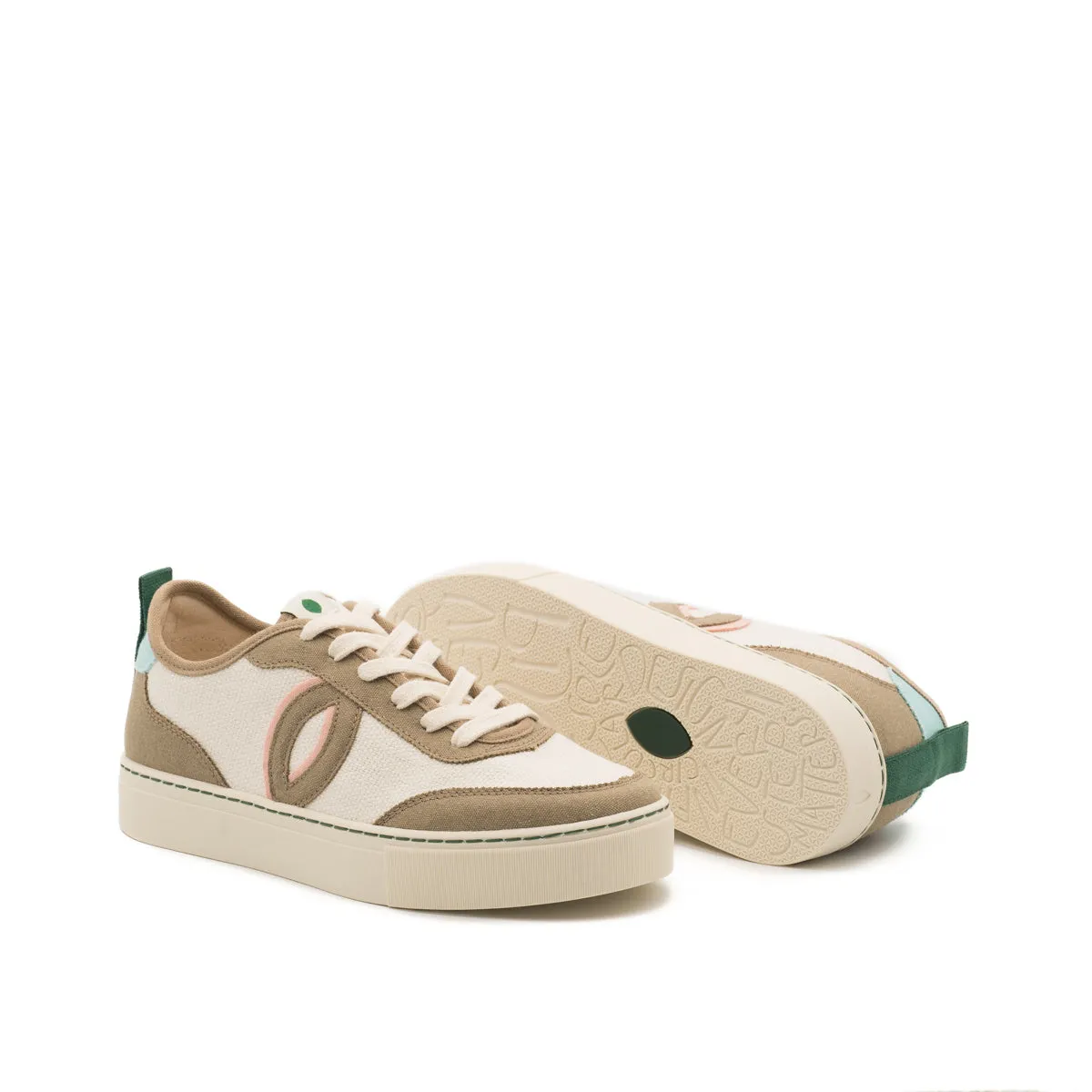 Vegan sneaker linen white-taupe BRI025