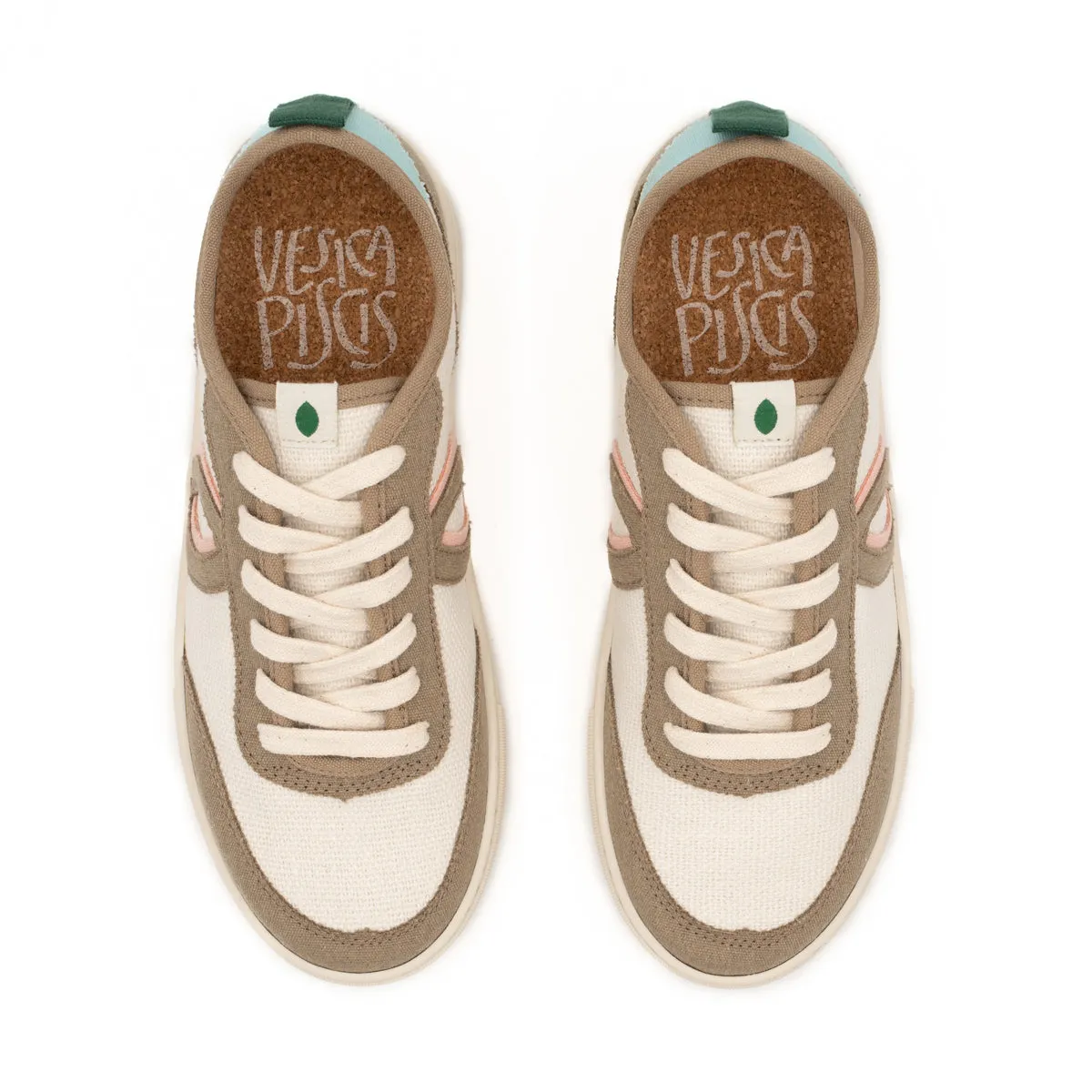 Vegan sneaker linen white-taupe BRI025