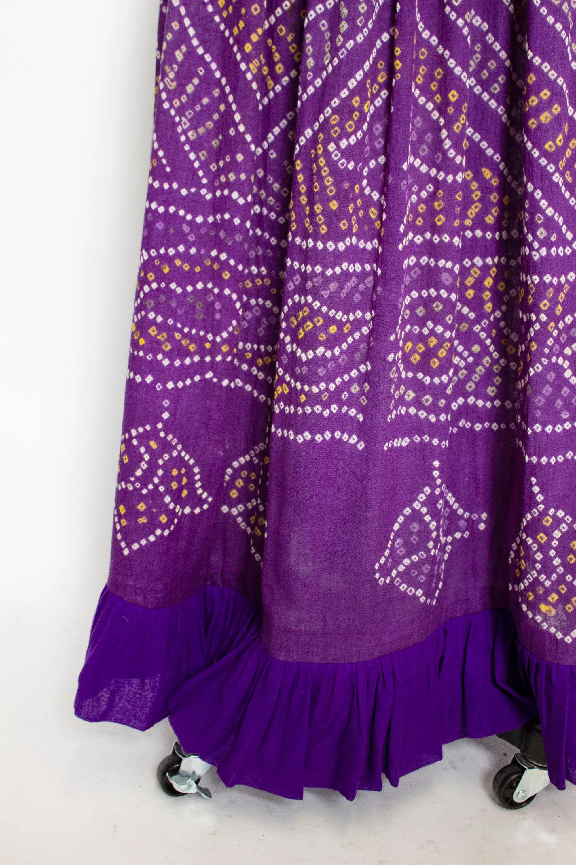 Vintage 1970s INDIAN Cotton Skirt Purple Hand Woven Boho Maxi Small