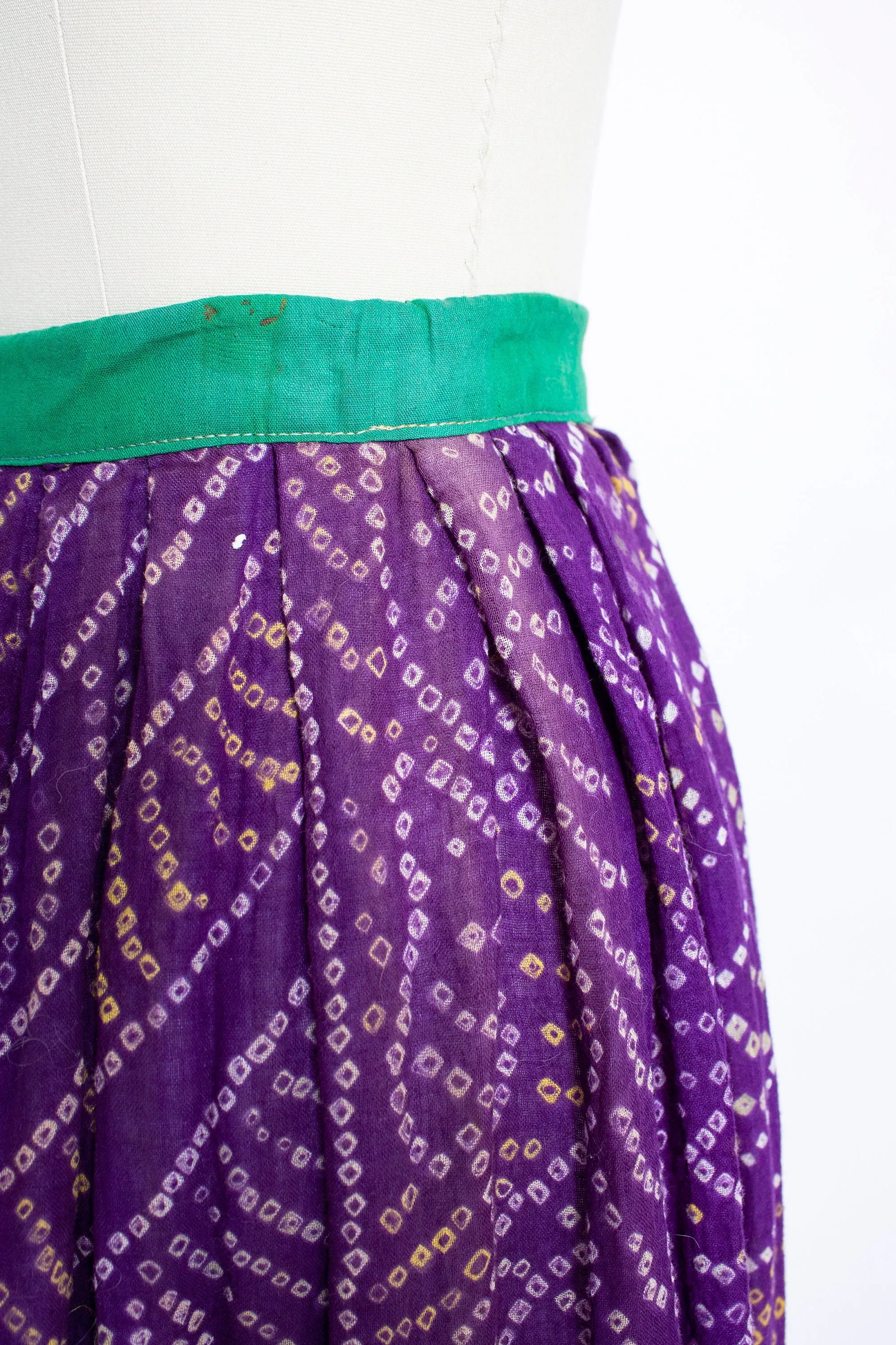 Vintage 1970s INDIAN Cotton Skirt Purple Hand Woven Boho Maxi Small